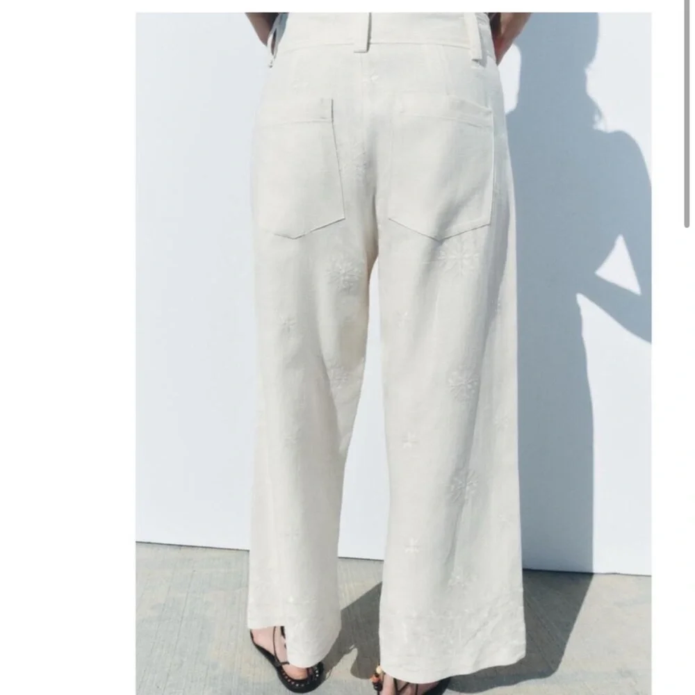NEW ZARA EMBROIDERED SUMMER /VACATION PANTS SIZE S  🚨NO DISCOUNT